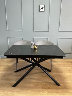 Стол KENNER DK1200 черный/керамика мрамор черный