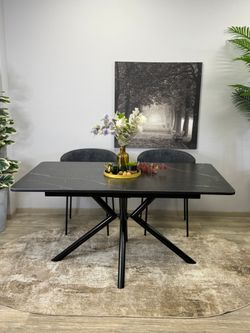 Стол KENNER DM1550 черный/керамика черная