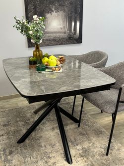 Стол DF1250 черный/керамика серая глянец