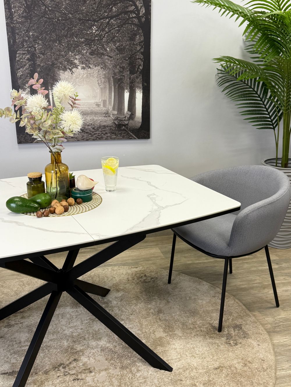 Стол Kenner BR1300, черный/керамика GLORIA WHITE