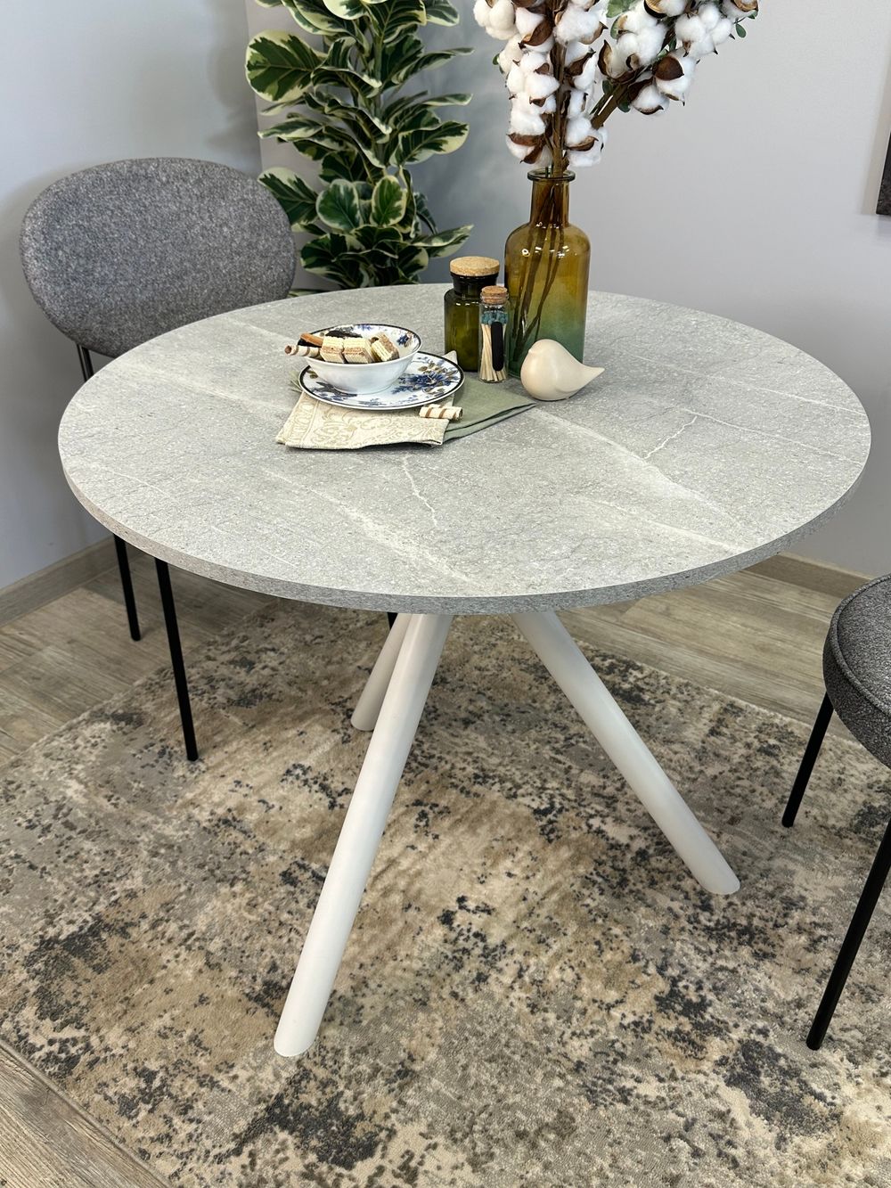 Стол KENNER RR900 белый/мрамор светло-серый