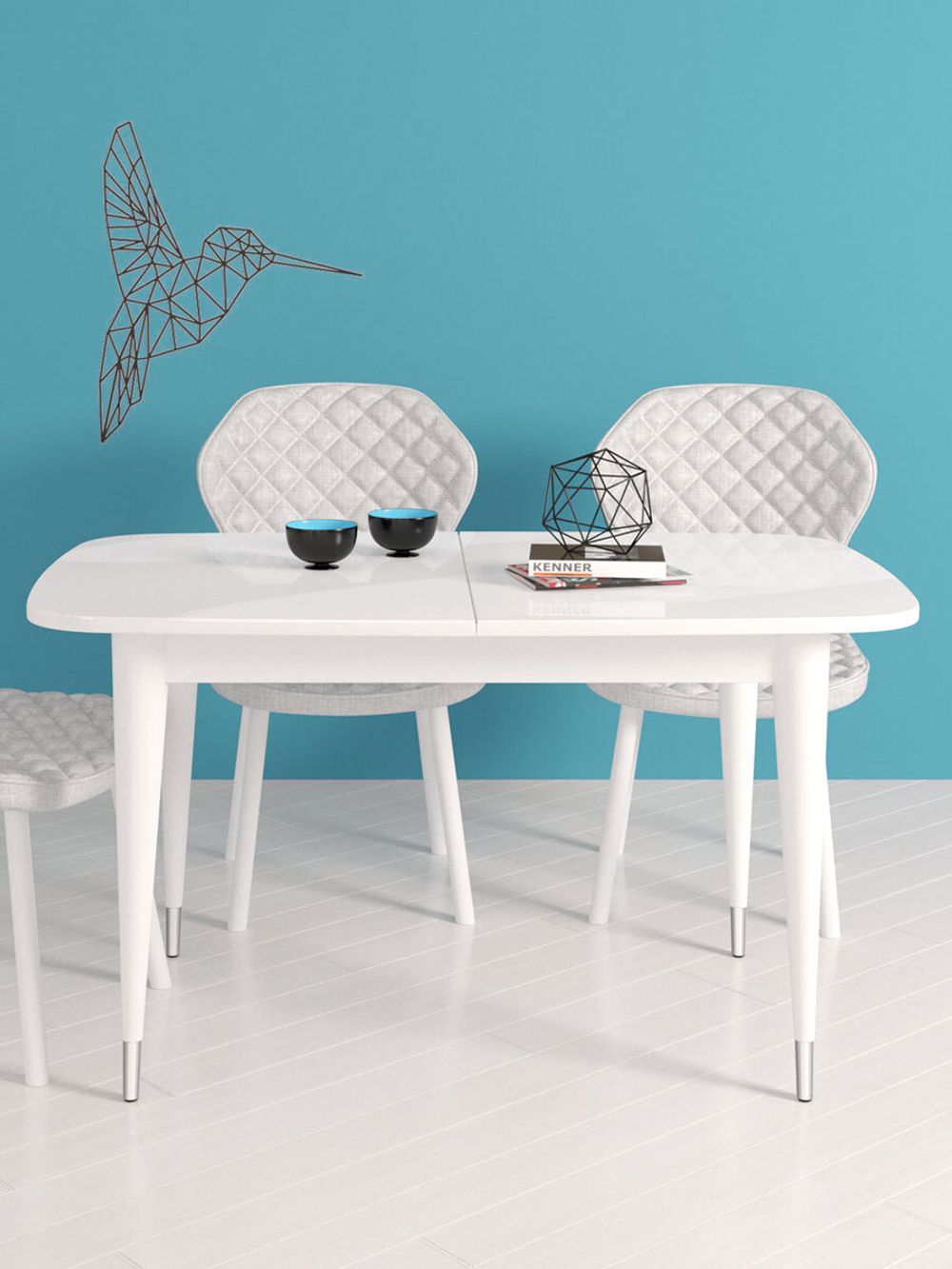 Стол KENNER K1250 белый/стекло белое глянец