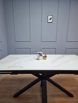 Стол KENNER ME1600 черный/керамика мрамор белый