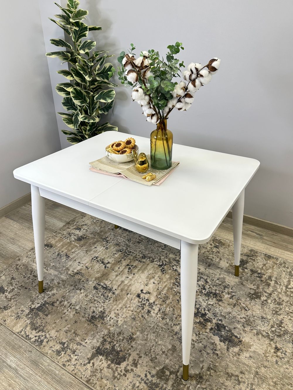 Стол KENNER 900K белый/стекло белое сатин