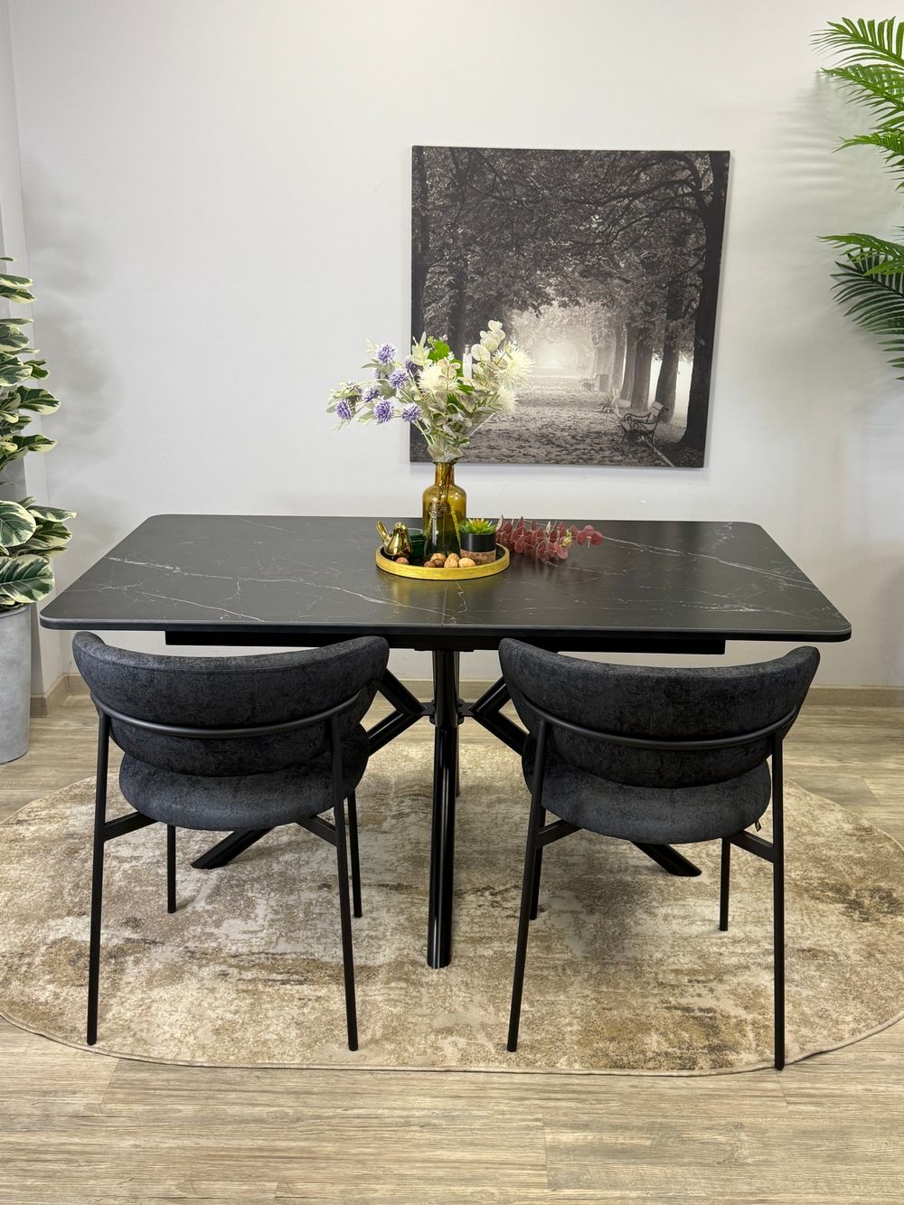 Стол KENNER DM1550 черный/керамика черная