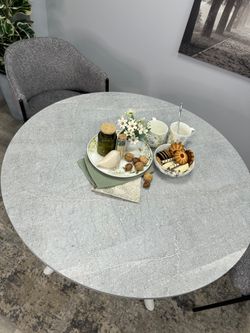 Стол KENNER AR1000 белый/мрамор светло-серый