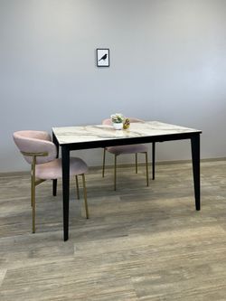 Стол KENNER KR1200 черный/керамика мрамор золотой глянец