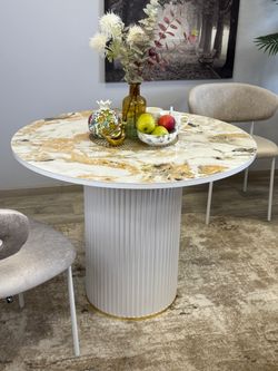 Стол KENNER LD1000 белый/керамика мрамор золотой глянец