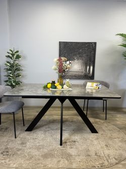 Стол DL1600 черный/керамика серая глянец