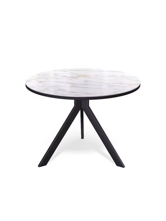 Стол KENNER RR900 черный/керамика мрамор белый глянец