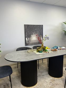 Стол KENNER LD2000 черный/керамика мрамор серый