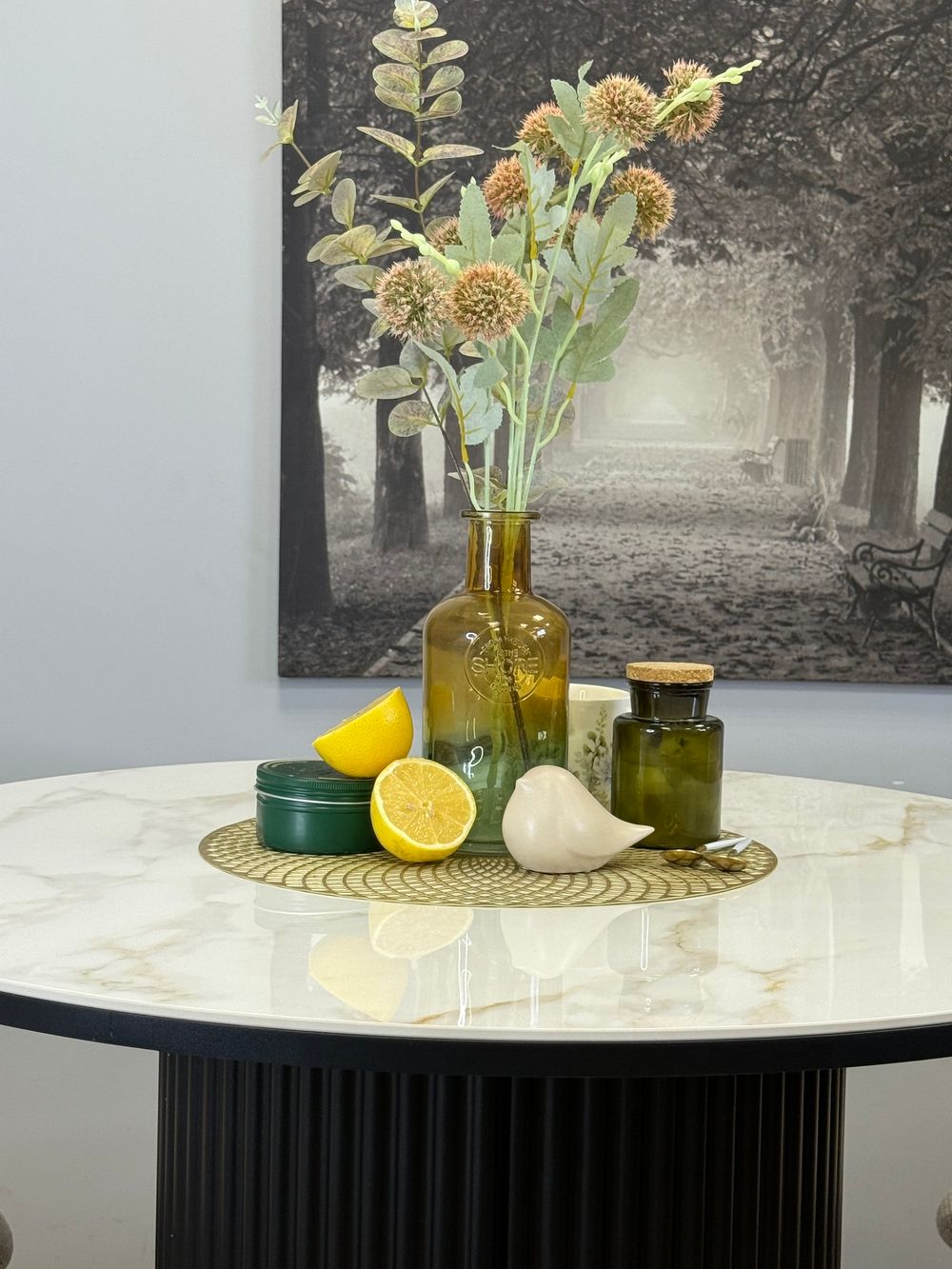 Стол Kenner LD900, черный/керамика мрамор белый глянец