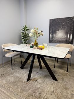 Стол DL1600 черный/керамика белая глянец