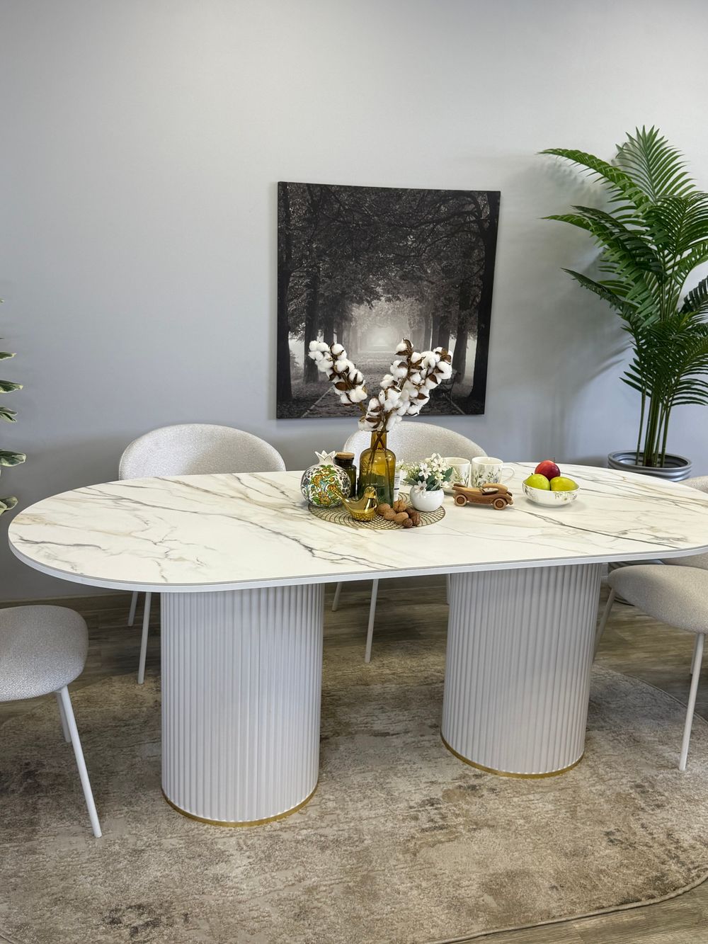 Стол KENNER LD2000 белый/керамика мрамор золотой