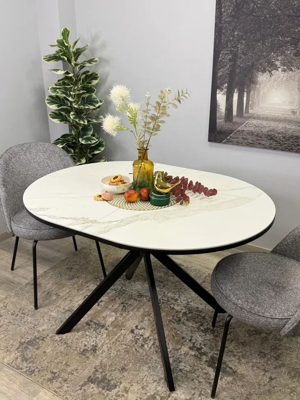 Стол KENNER DO1200 черный/керамика белая