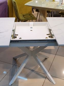 Стол KENNER B1300 белый/стекло камень белый сатин