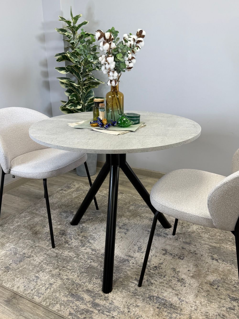 Стол KENNER RR900 черный/мрамор светло-серый