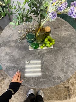 Стол Kenner LD900, черный/керамика мрамор серый глянец