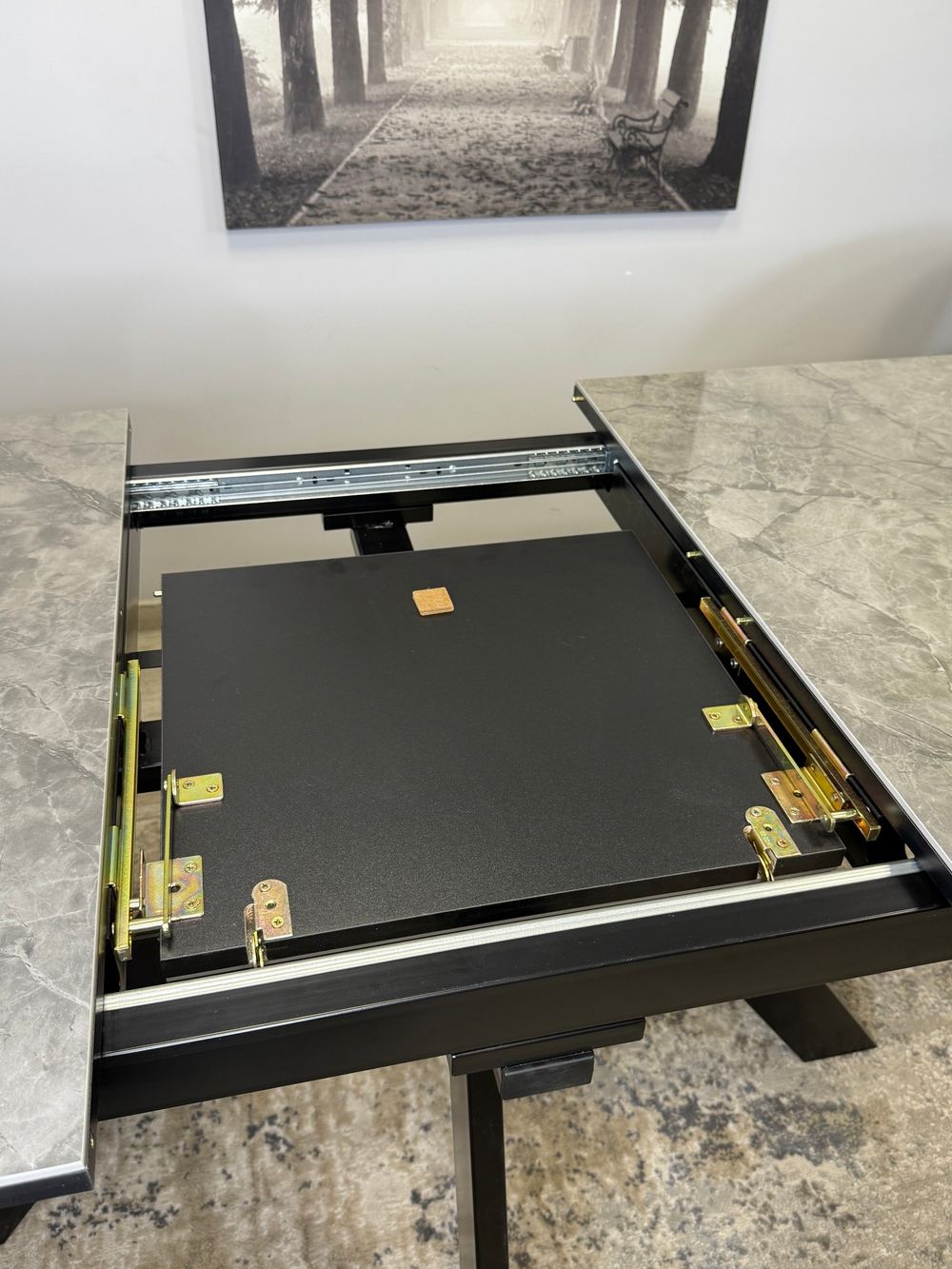 Стол DL1300 черный/керамика серая глянец