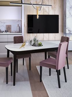 Стол KENNER 1300С  венге/стекло белое сатин