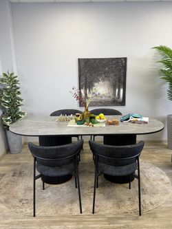 Стол KENNER LD2000 черный/керамика мрамор серый