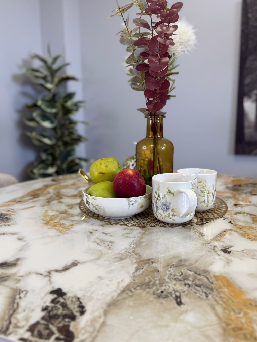 Стол KENNER LD1000 белый/керамика мрамор золотой глянец