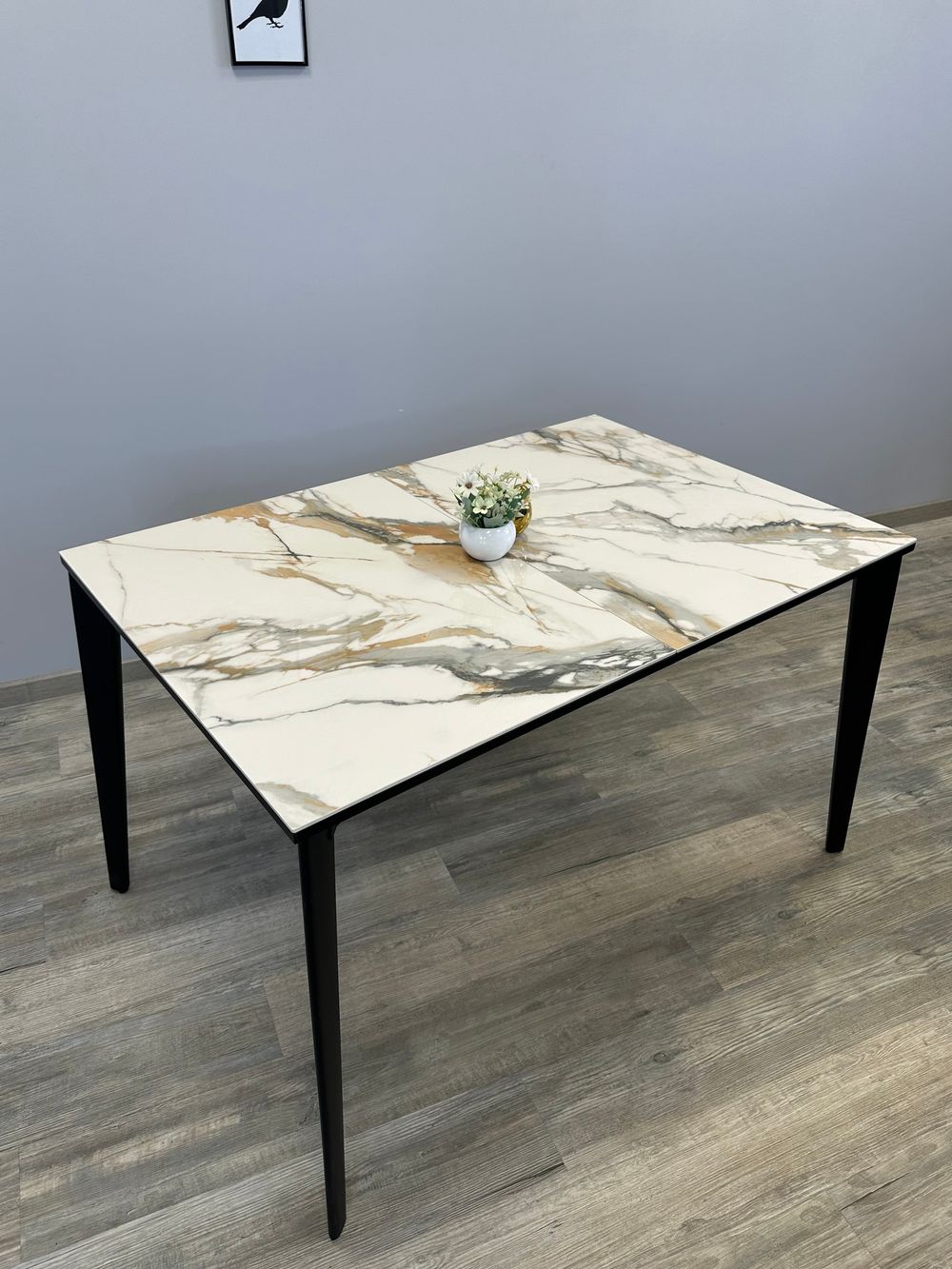 Стол KENNER KR1200 черный/керамика мрамор золотой глянец