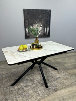 Стол KENNER DM1400 черный/керамика золотая