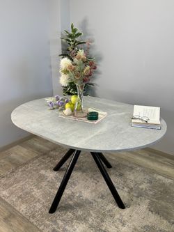 Стол KENNER AR1000 черный/мрамор светло-серый