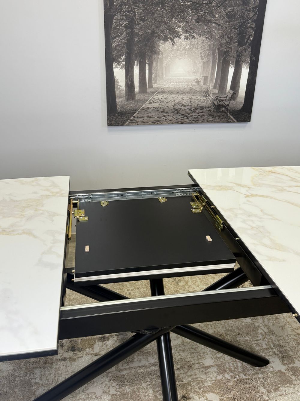 Стол KENNER DF1550 черный/керамика белая глянец