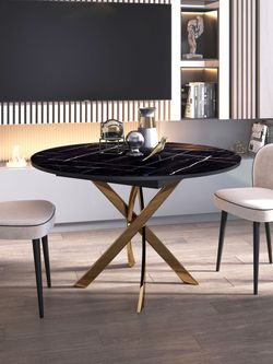 Стол KENNER R1100 золото/камень черный глянец