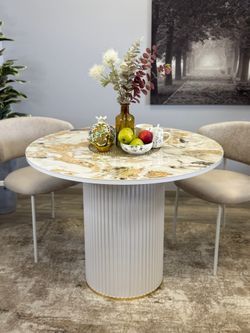 Стол KENNER LD1000 белый/керамика мрамор золотой глянец