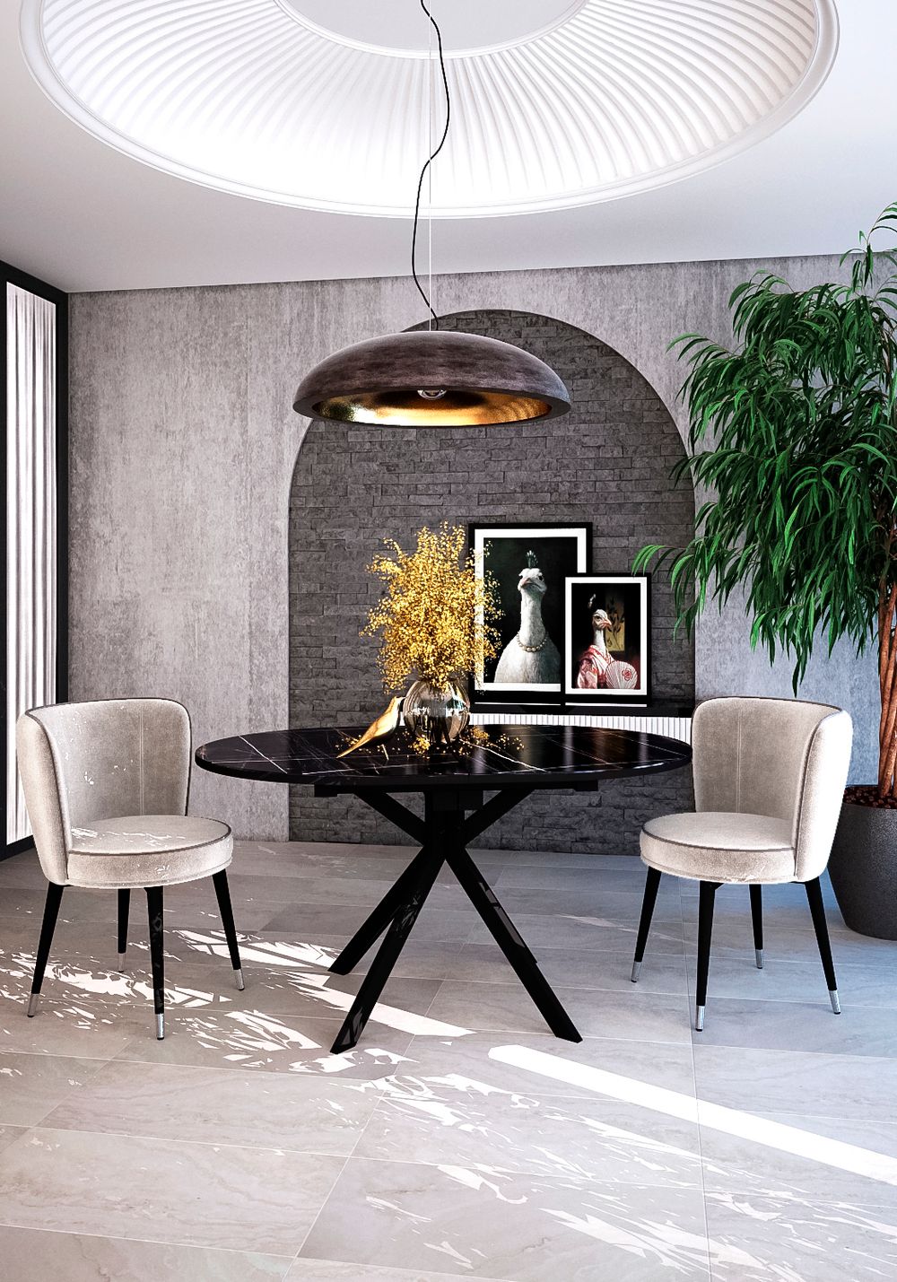 Стул Kenner 177KK белый/серый велюр