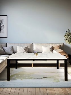 Стол KENNER BL1300 черный/керамика мрамор белый