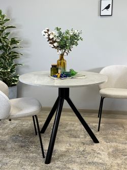 Стол KENNER RR900 черный/мрамор светло-серый