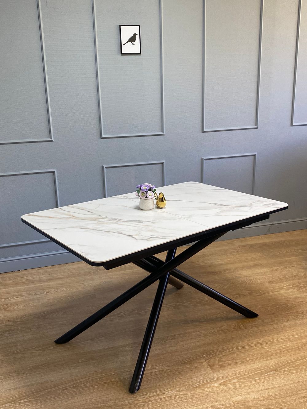 Стол KENNER DK1200 черный/керамика мрамор золотой