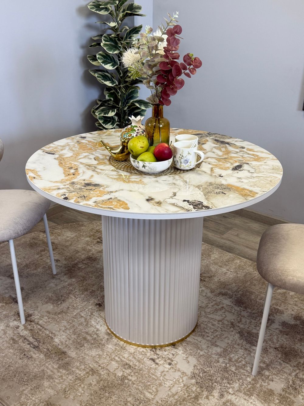 Стол KENNER LD1000 белый/керамика мрамор золотой глянец