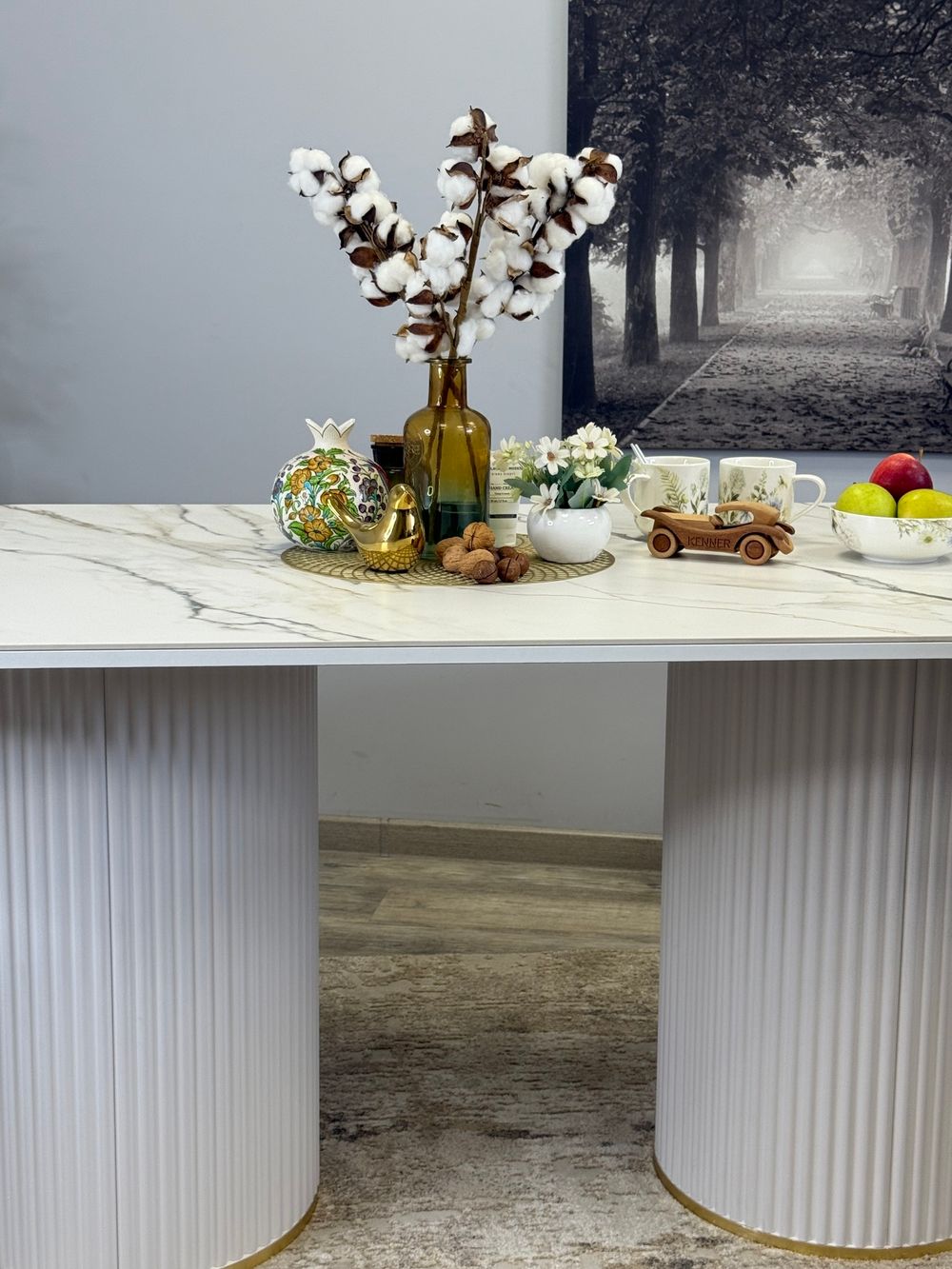 Стол KENNER LD2000 белый/керамика мрамор золотой