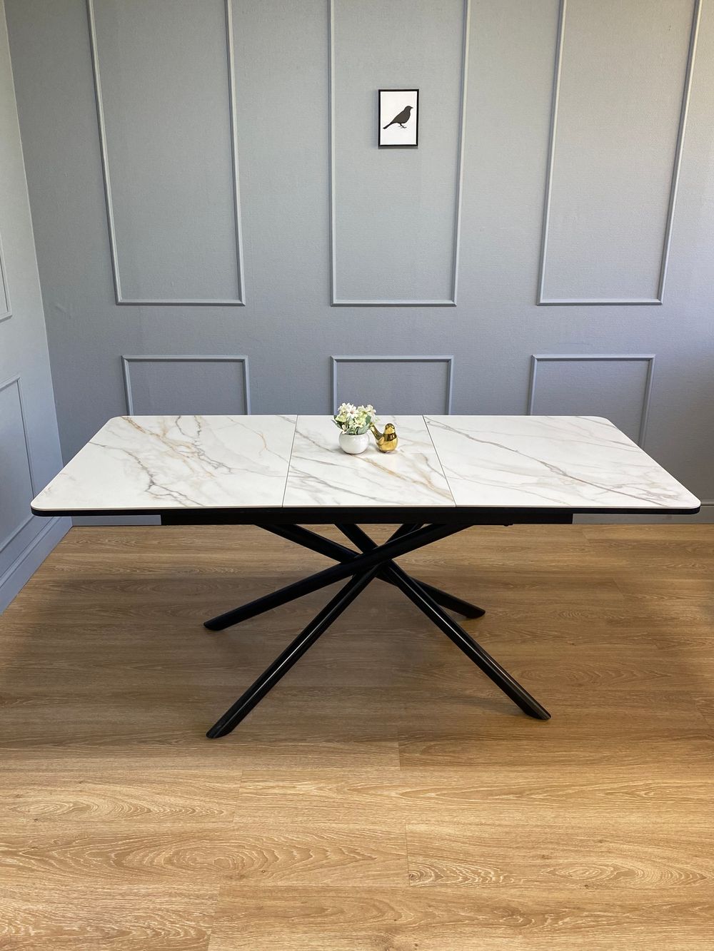 Стол KENNER DK1200 черный/керамика мрамор золотой