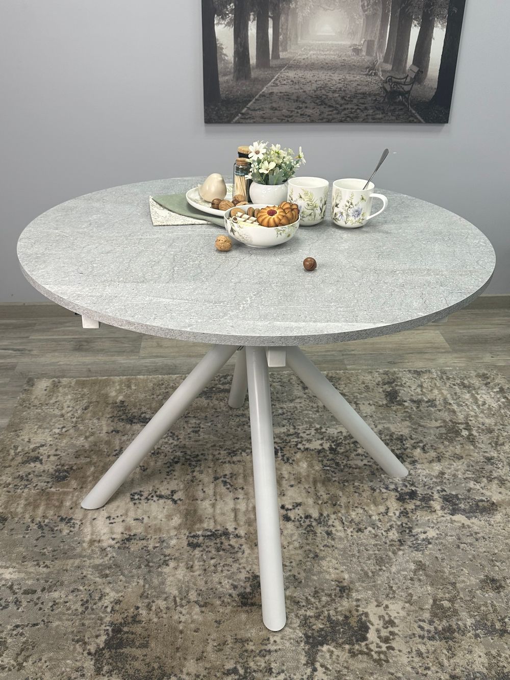 Стол KENNER AR1000 белый/мрамор светло-серый