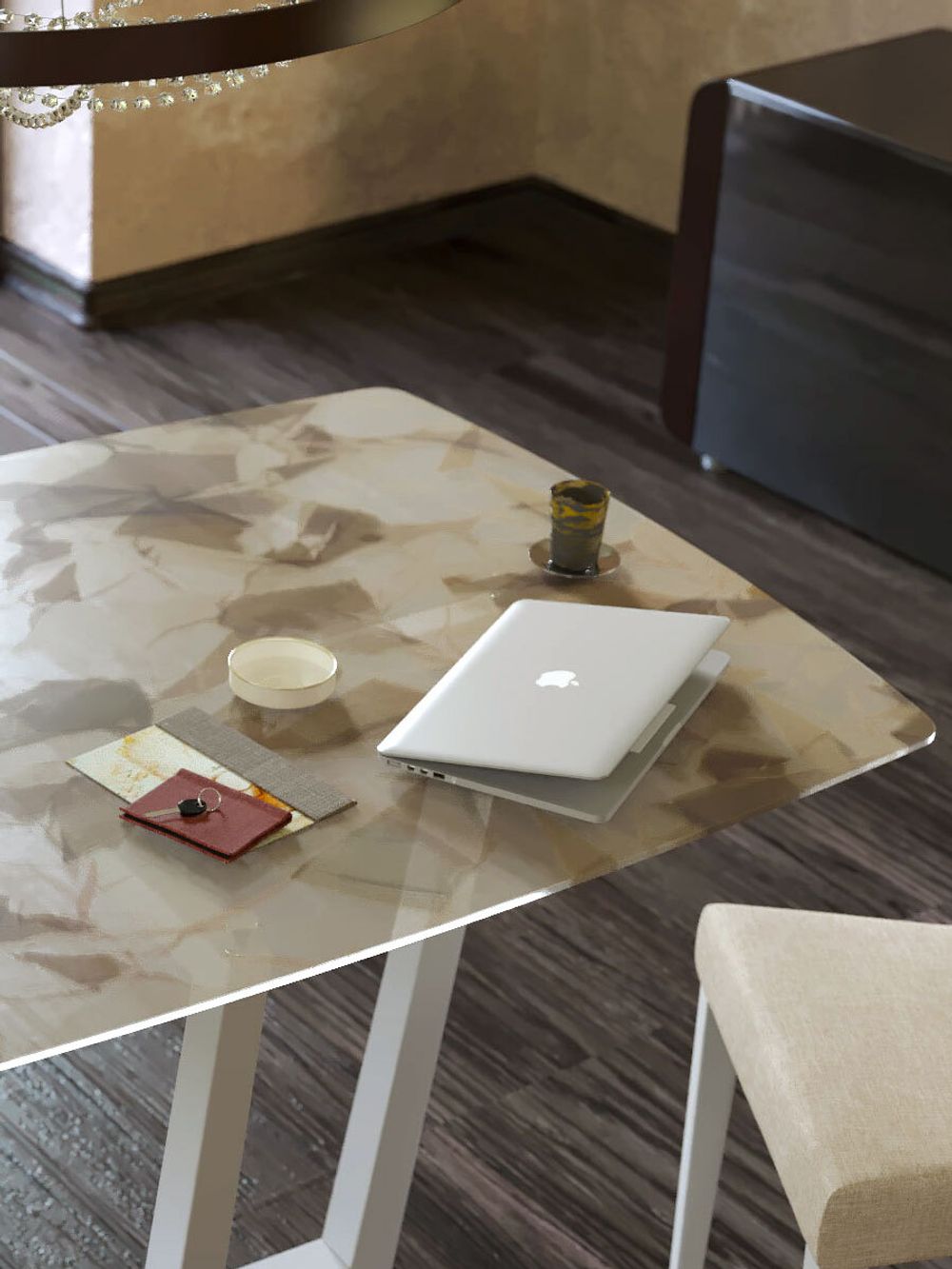 Стол KENNER X1400 венге/стекло триплекс листья