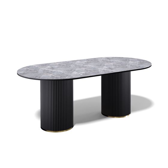 Стол KENNER LD2000 черный/керамика мрамор серый