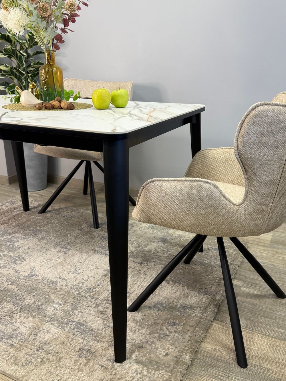 Стол KENNER KS1200 черный/керамика мрамор золотой