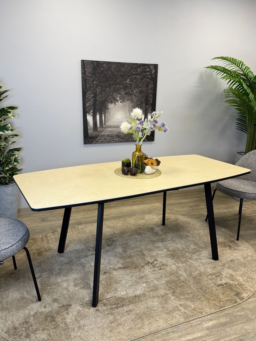 Стол Kenner AK1400, черный/керамика OKARA LIGHT YELLOW арт.170185