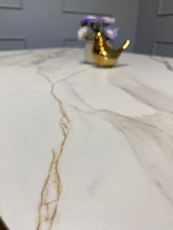 Стол KENNER DK1200 черный/керамика мрамор золотой