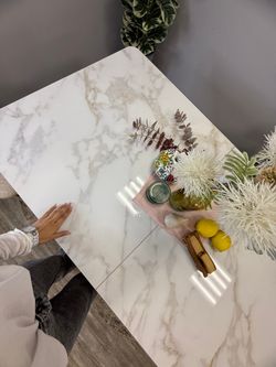 Стол DL1600 черный/керамика белая глянец