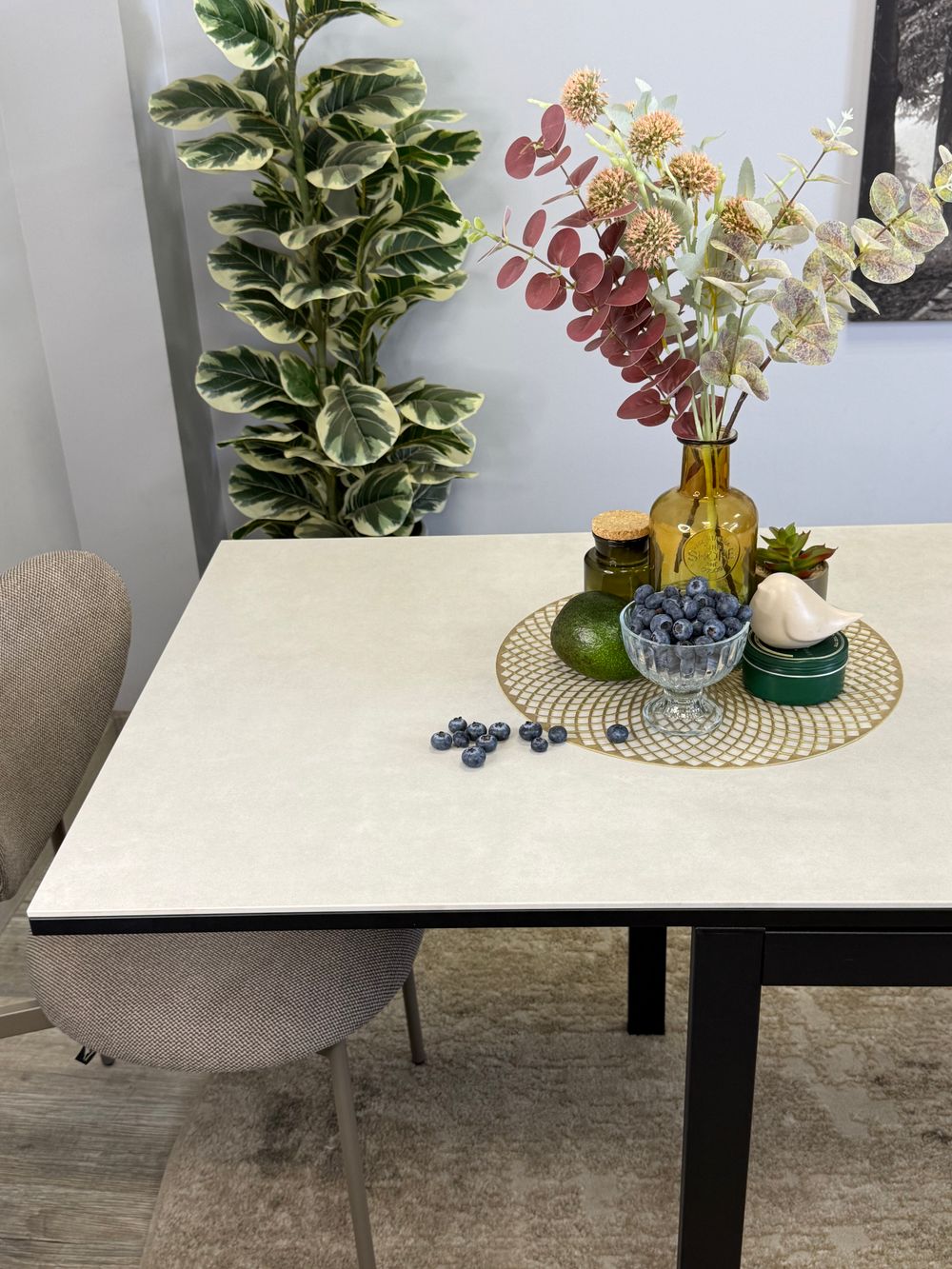 Стол KENNER LK1000 черный/керамика CARMEN LIGHT GRAY арт.170156