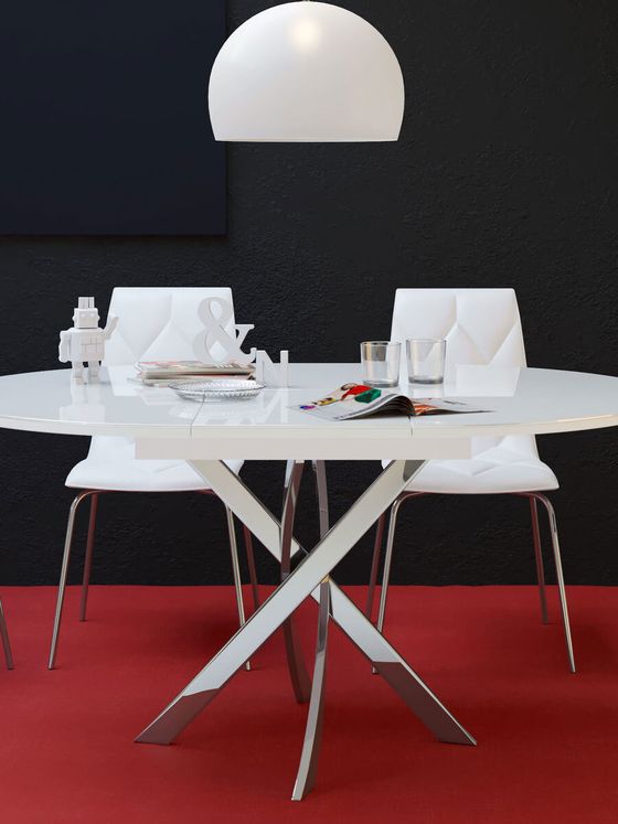 Стол KENNER R1100 белый/стекло белое глянец