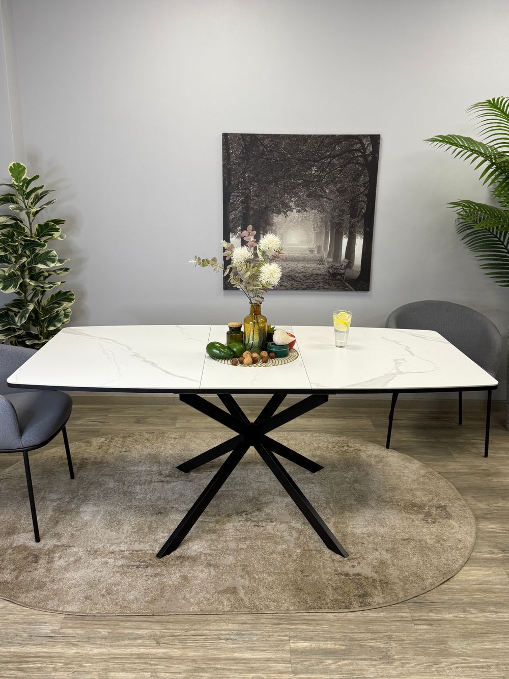 Стол Kenner BR1300, черный/керамика GLORIA WHITE