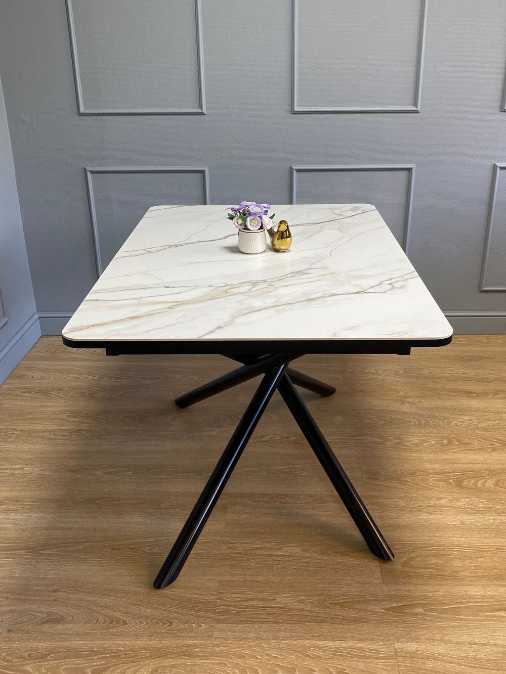 Стол KENNER DK1200 черный/керамика мрамор золотой